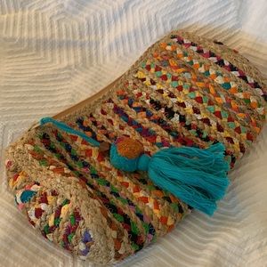 Woven straw clutch
